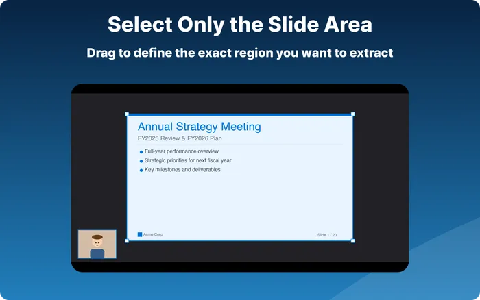 ROI selection tool for defining slide extraction area